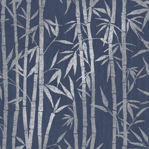 Dutch Wallcoverings First Class Minerals Nandina Bleu / Silver 90281