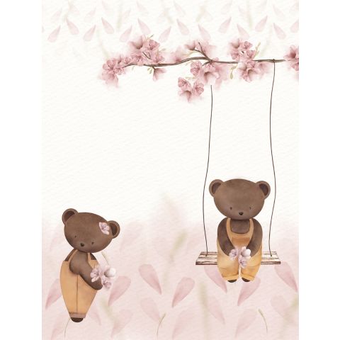 CUTE WALLS SWINGIN TEDDY -  PINK CW6127-1