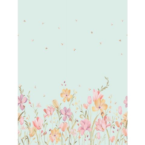 CUTE WALLS BEE FLOWERS - SKYLIGHT BLUE CW6129-2