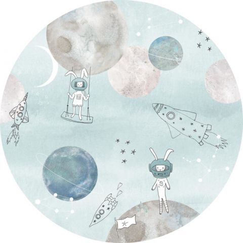 Behangexpresse Sofie & Junar - To the Moooon blue Circle