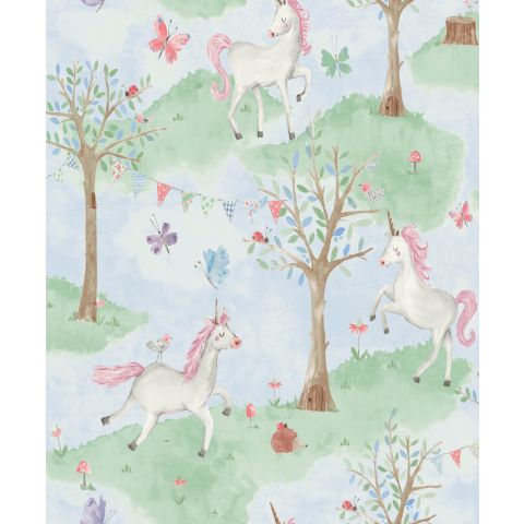 Dutch Wallcoverings - Little Kids- Unicorn groen/roze JS2002