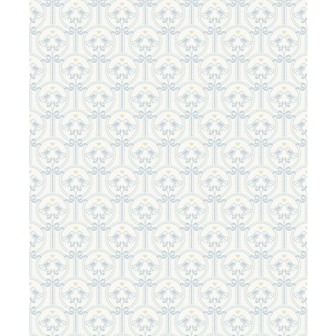 Dutch Wallcoverings - Little Kids - Oiseaux blauw/wit JS3204