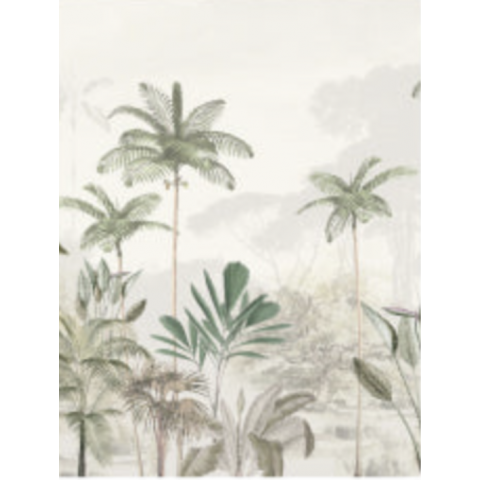 DUTCH WALLCOVERINGS - ANNET WEELINK VOL.1 TROPICAL WILDERNESS BEIGE/GREEN  "REPEATABLE"