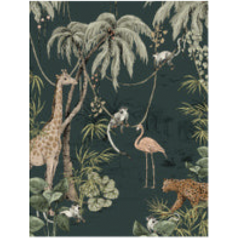 DUTCH WALLCOVERINGS - ANNET WEELINK VOL.1 JUNGLE JAZZ DARK TEAL "REPEATABLE"