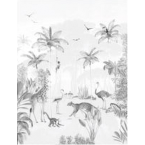 DUTCH WALLCOVERINGS - ANNET WEELINK VOL.1 WILDLIFE'S PLAYGROUND BLACK / WHITE "REPEATABLE"