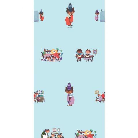 KEK Amsterdam -  Wonderwalls For Kids - Busy Bears Walpaper Bleu WP-106